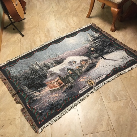 Thomas Kinkade Holiday 2000 Snow Cabin Tapestry Collection - Picture 1 of 9